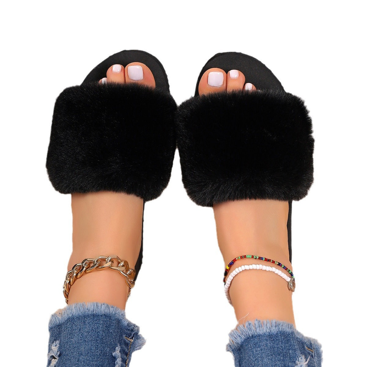Thick Bottom Fur Slippers