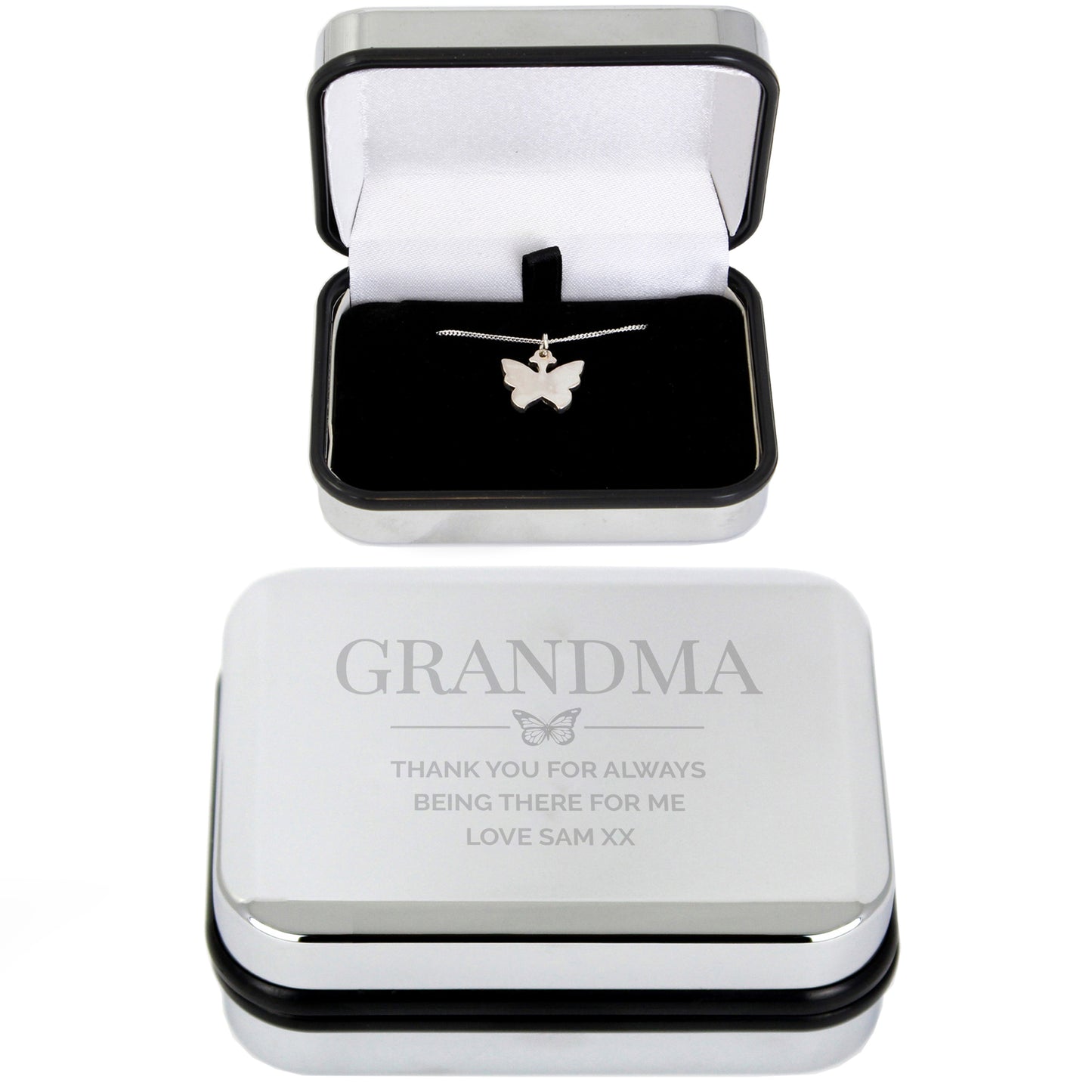 Personalised Box & Butterfly Necklace