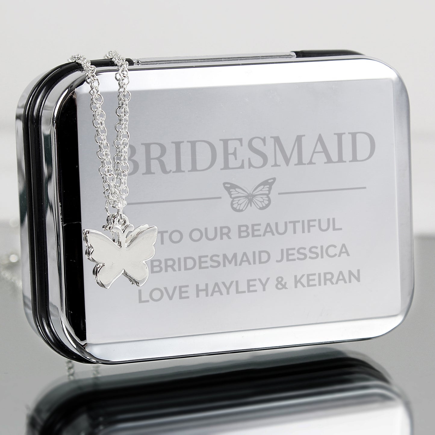 Personalised Box & Butterfly Necklace