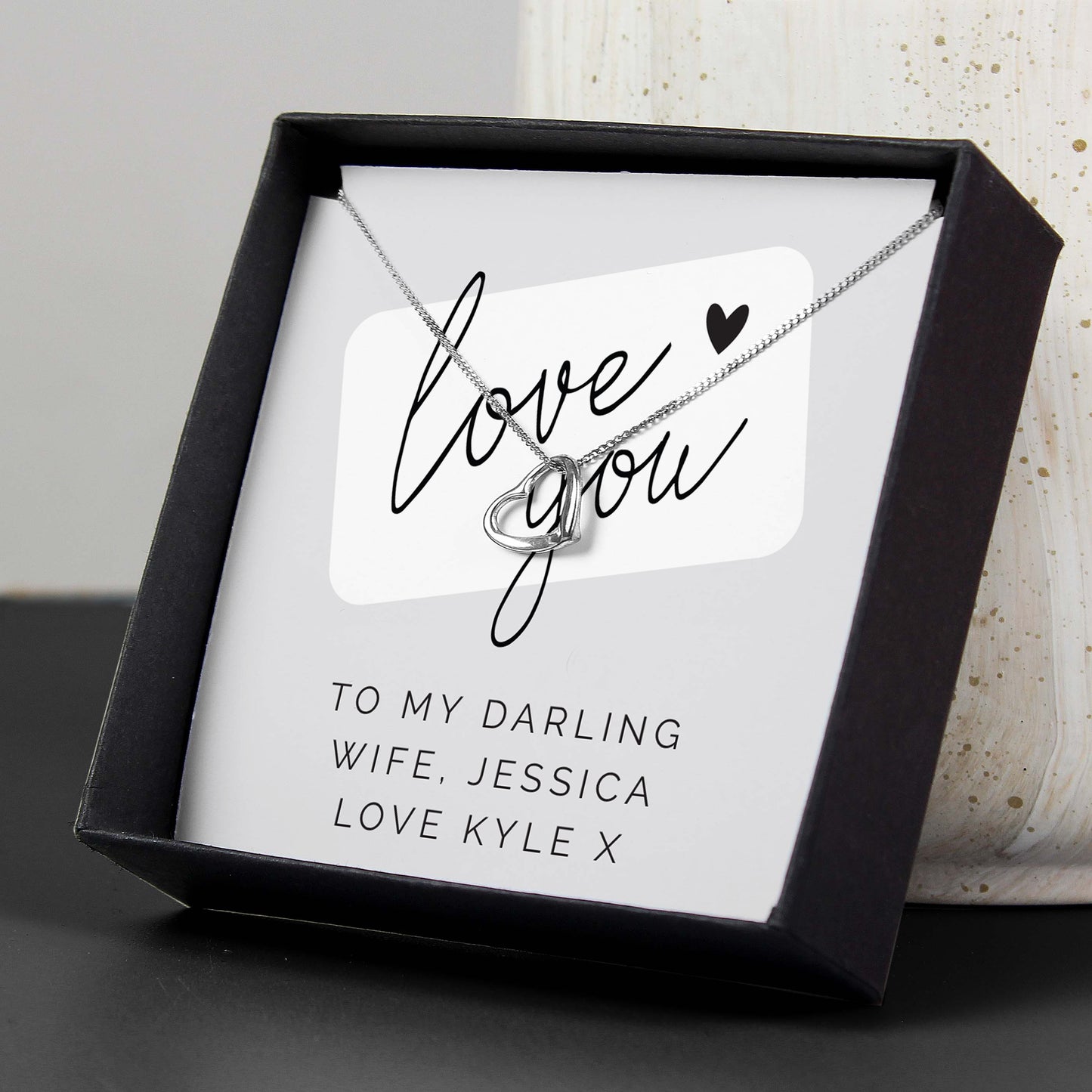 Personalised Love You Sterling Silver Heart & Box