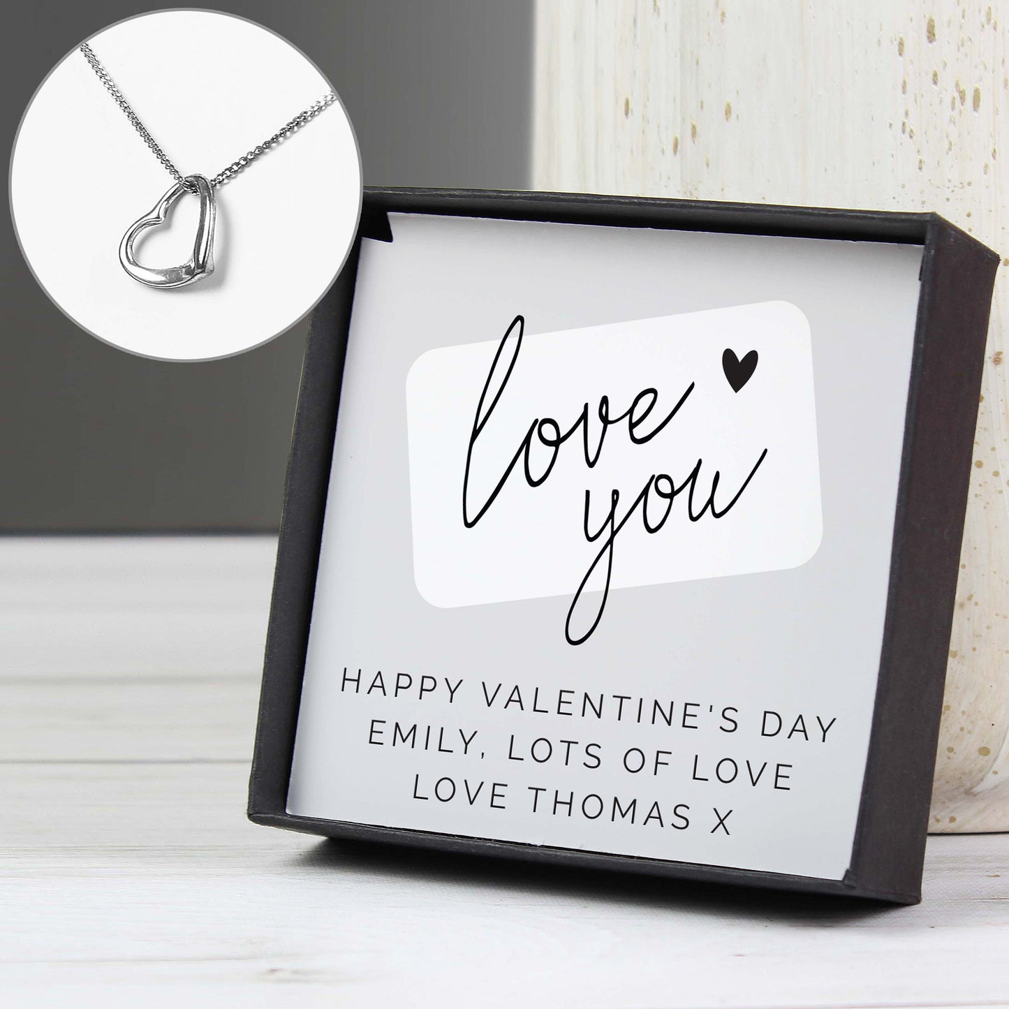 Personalised Love You Sterling Silver Heart & Box