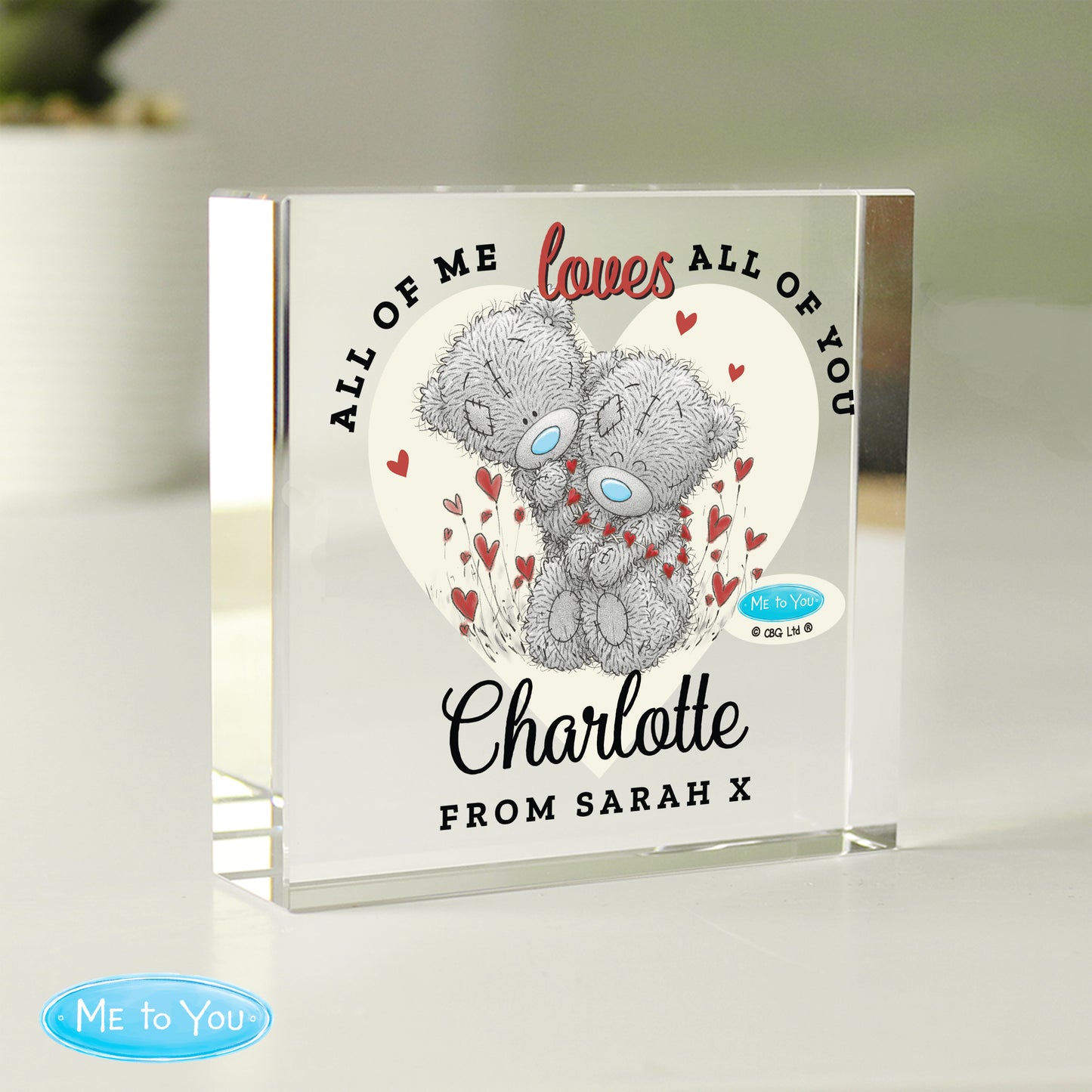 Personalised Me To You Valentines Crystal Token