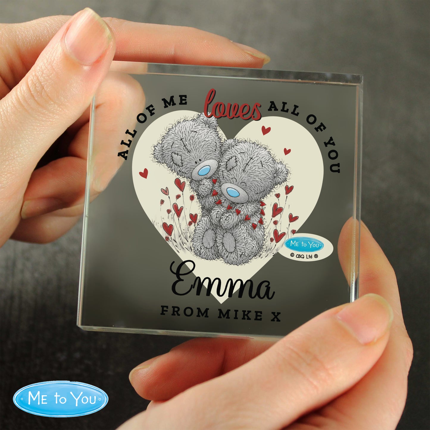 Personalised Me To You Valentines Crystal Token