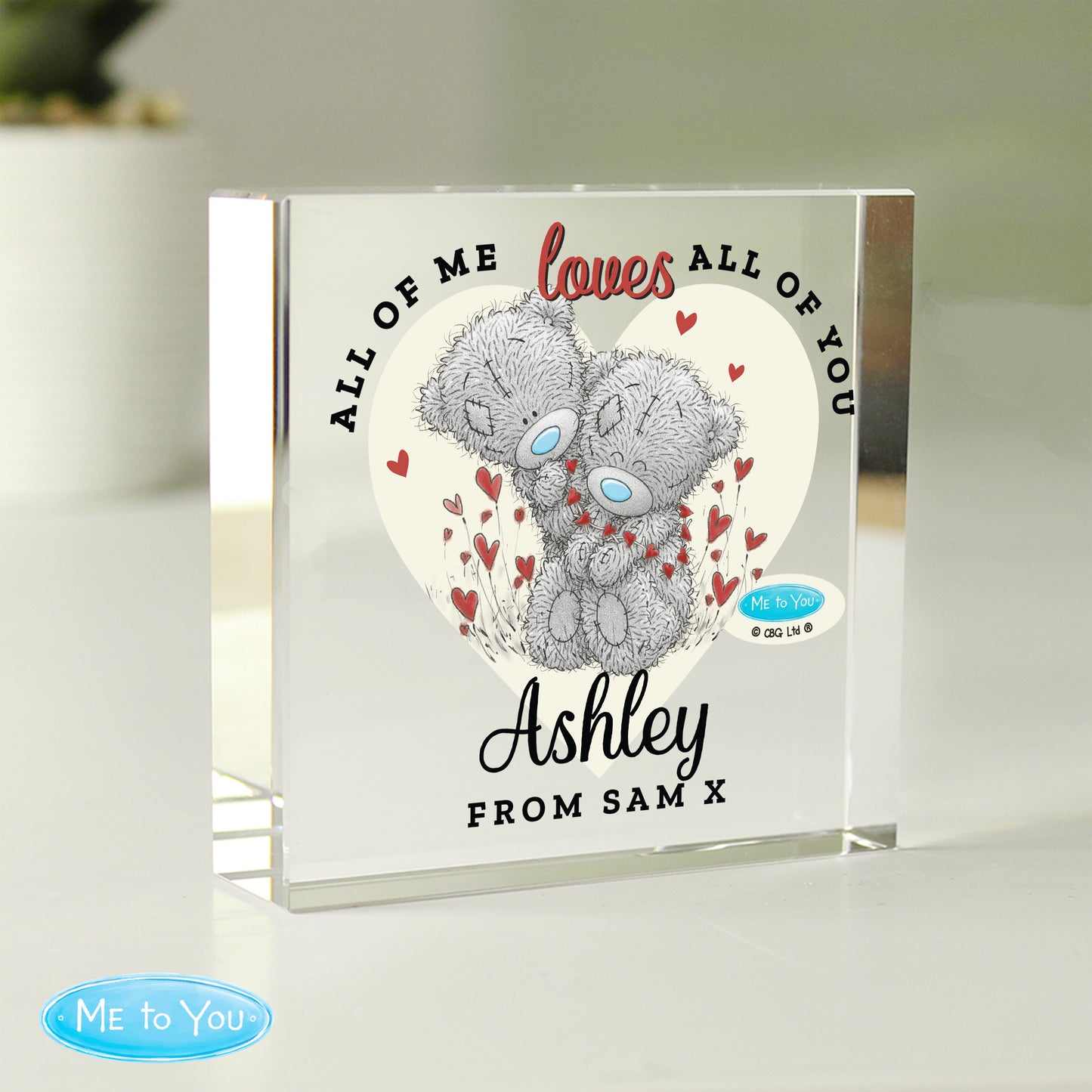 Personalised Me To You Valentines Crystal Token