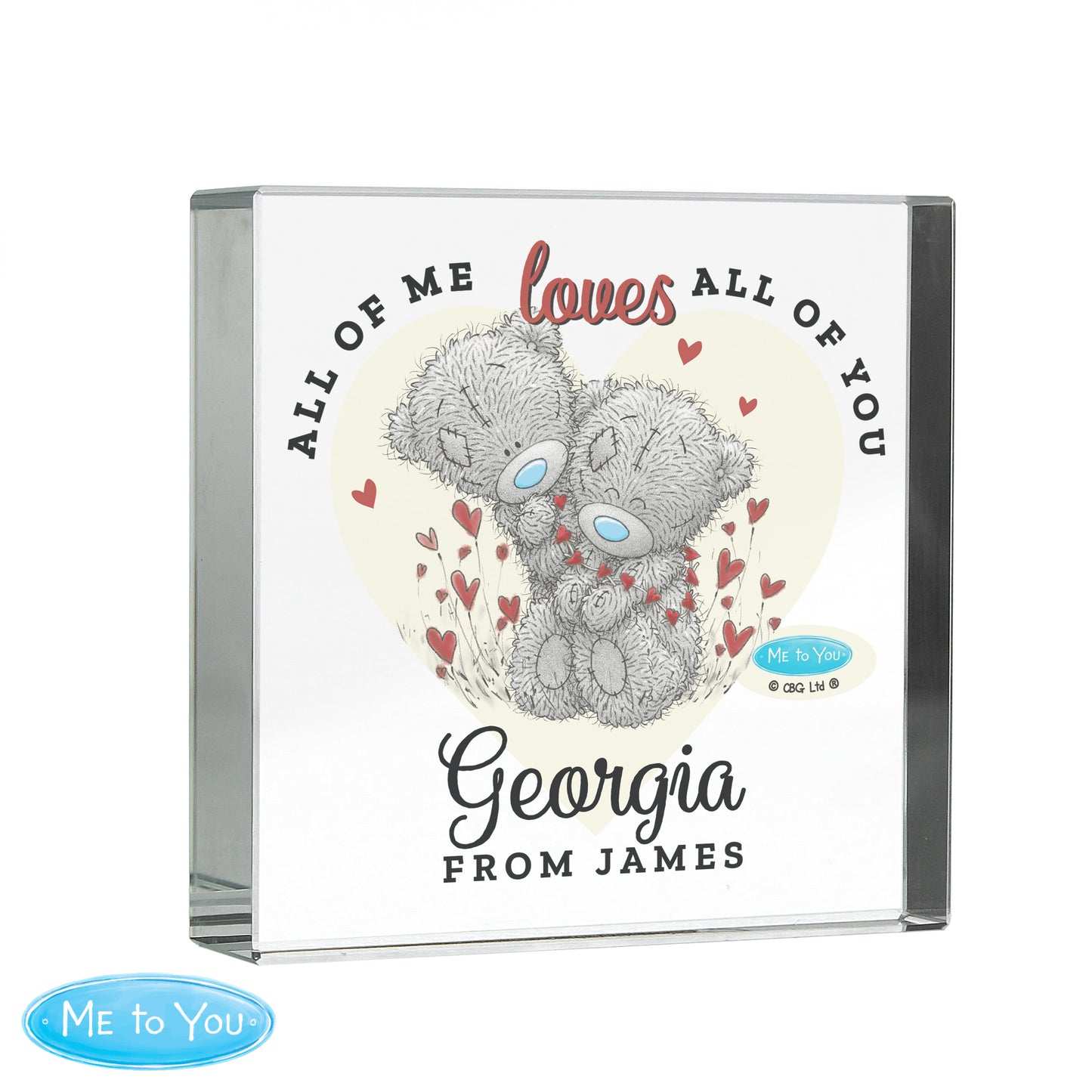 Personalised Me To You Valentines Crystal Token