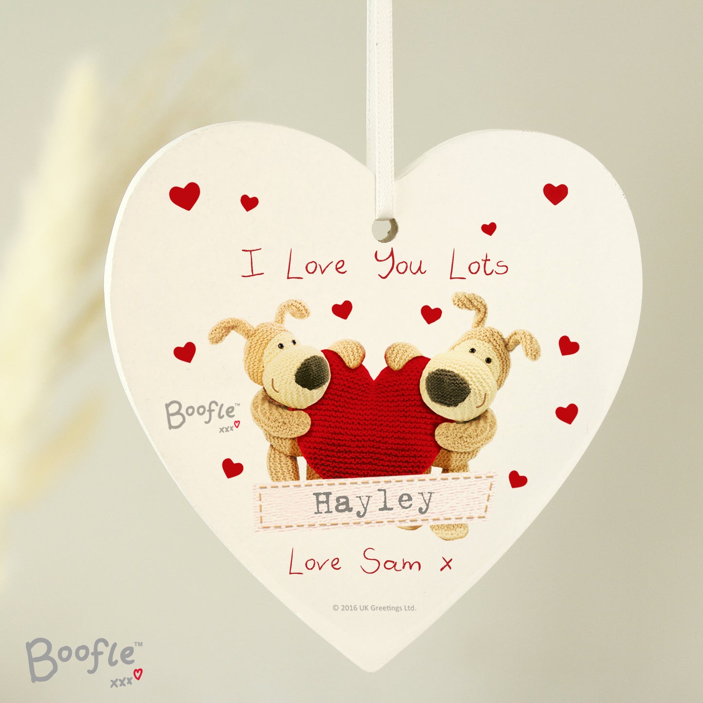 Personalised Boofle Wooden Heart Decoration