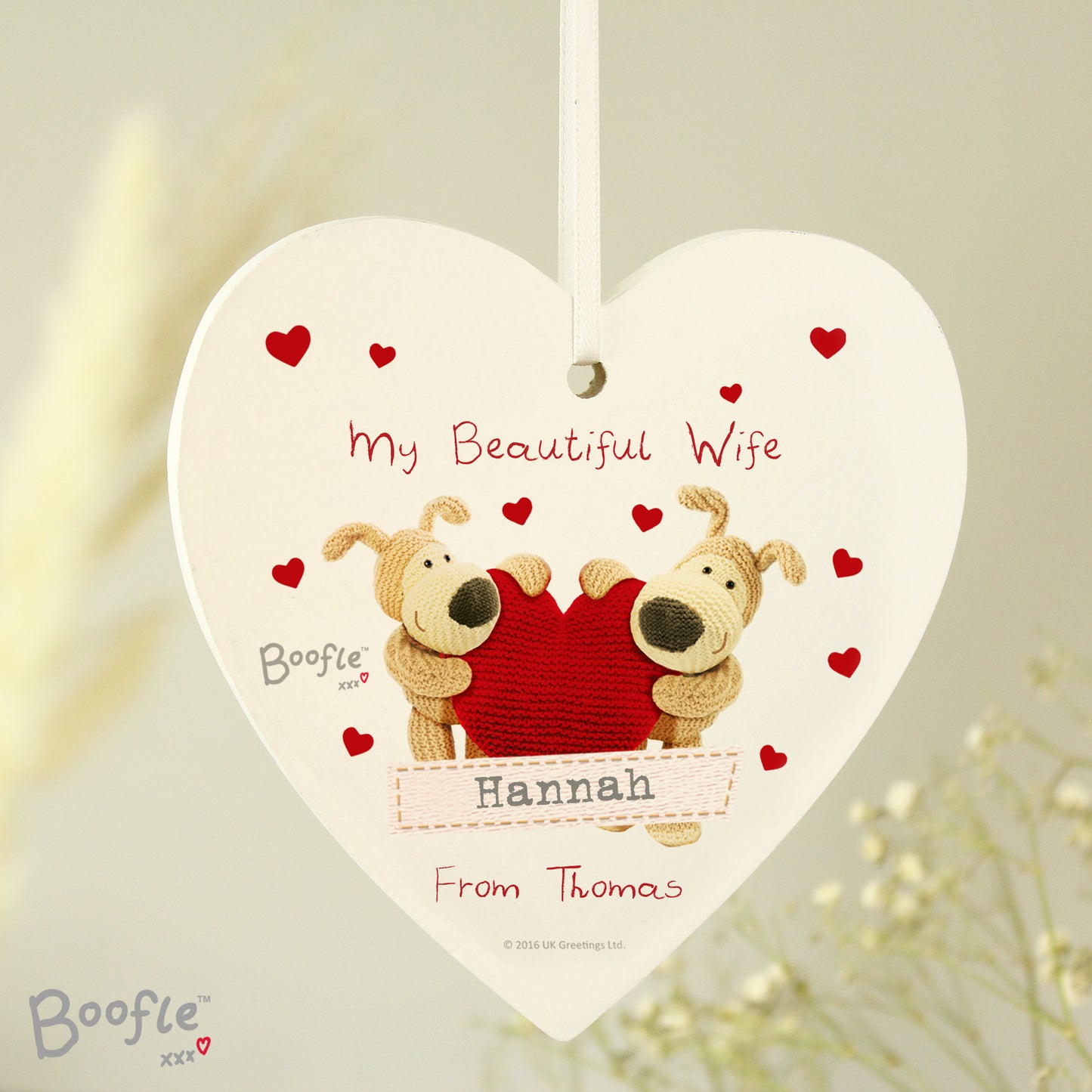 Personalised Boofle Wooden Heart Decoration
