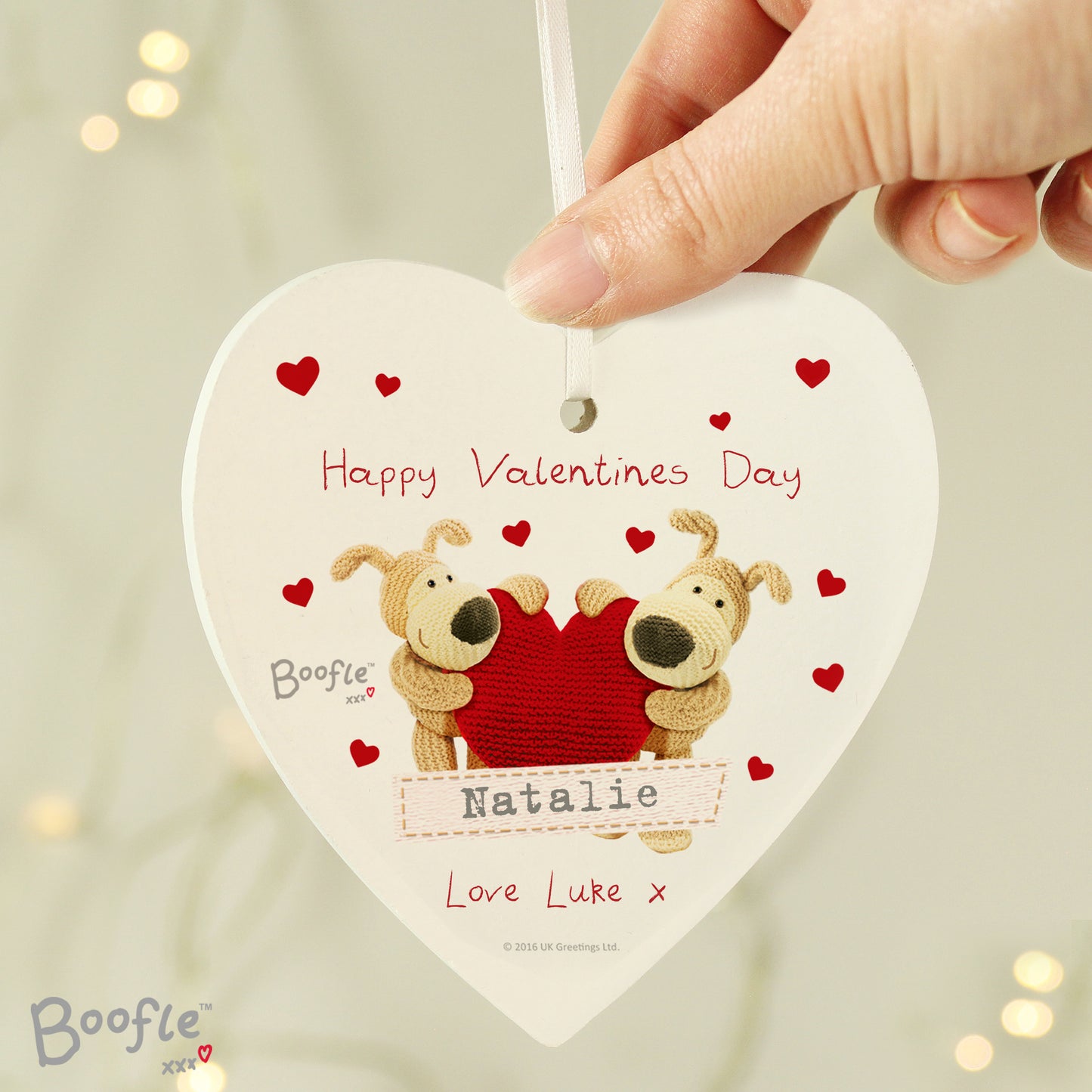 Personalised Boofle Wooden Heart Decoration