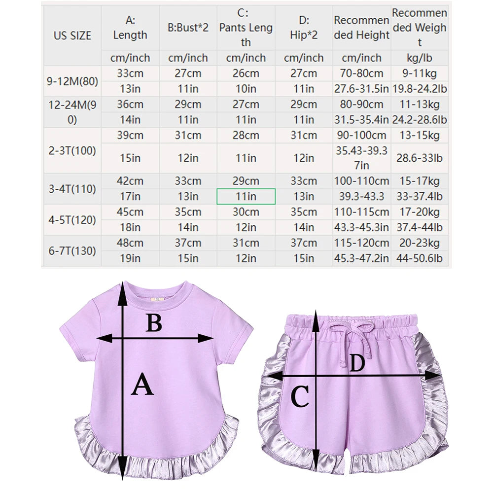 Girls Summer frilled T-shirt & Shorts Set