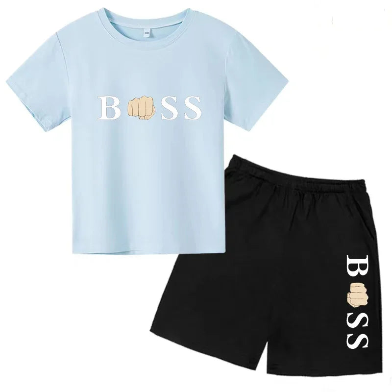 Kids Boss Inspired T-Shirt & Shorts Set