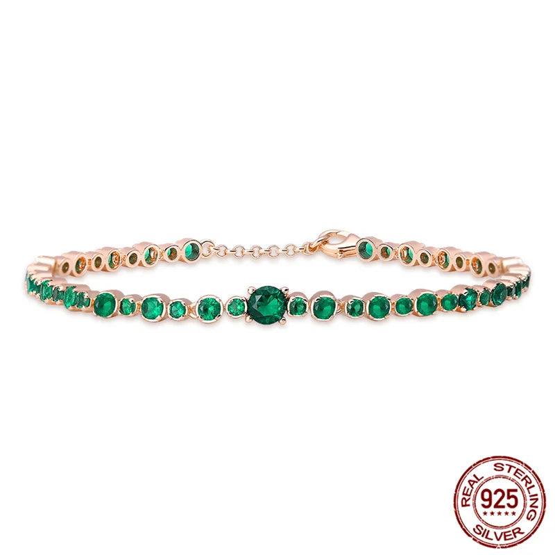 Classic Style Gold Plated Green Stone Bracelet