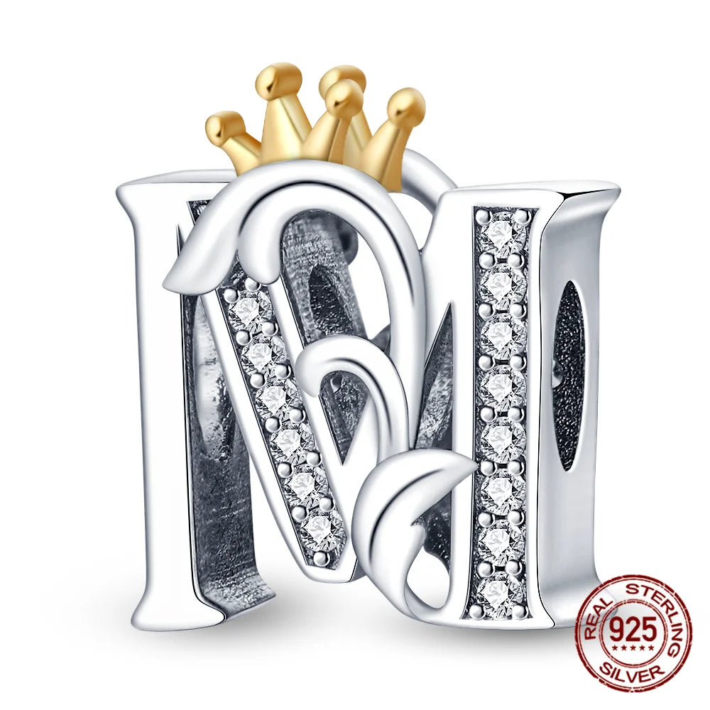 Silver Classic Crown A-Z Letter Charms
