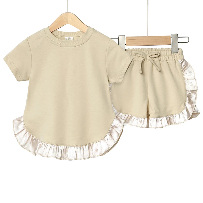 Girls Summer frilled T-shirt & Shorts Set