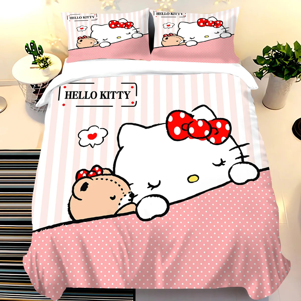 Hello Kitty Cartoon Duvet Cover Set