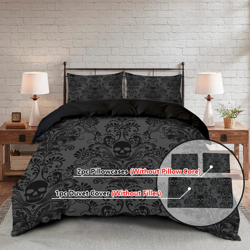 Skull Flower Duvet Cover Set
