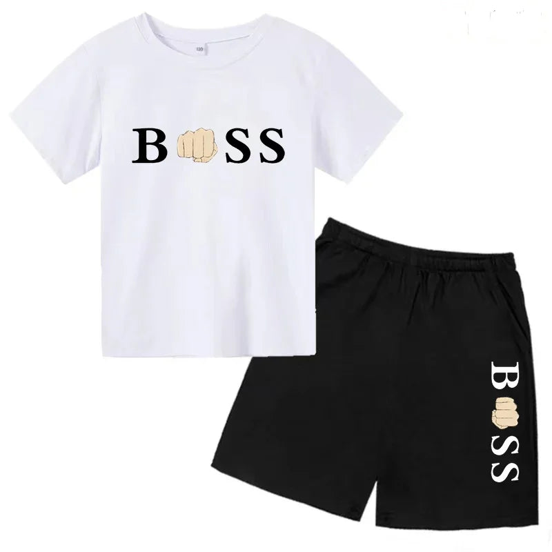 Kids Boss Inspired T-Shirt & Shorts Set