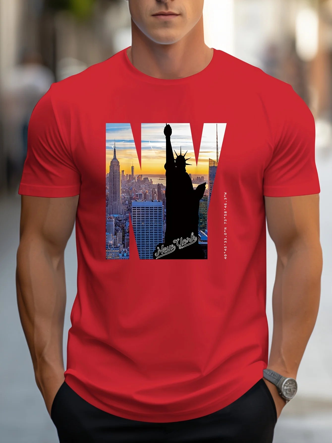 Men's Loose Fit NY Graphic Print T-shirt