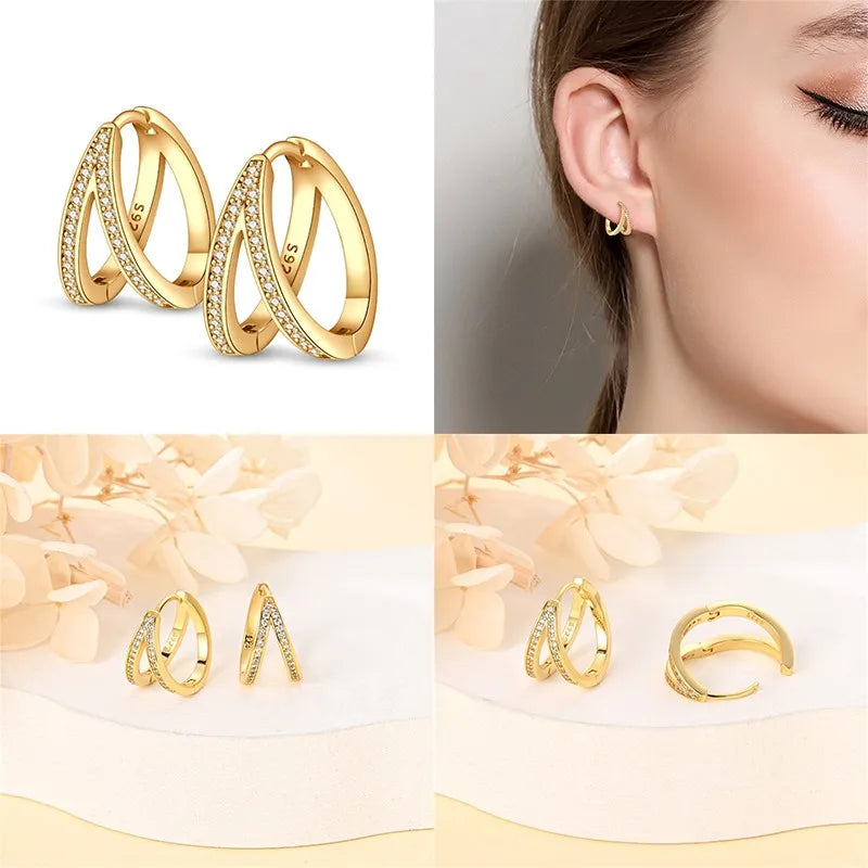 Silver Double Hooped Earrings