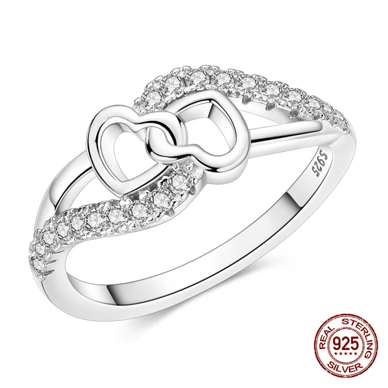 Double Heart Knot Silver Ring