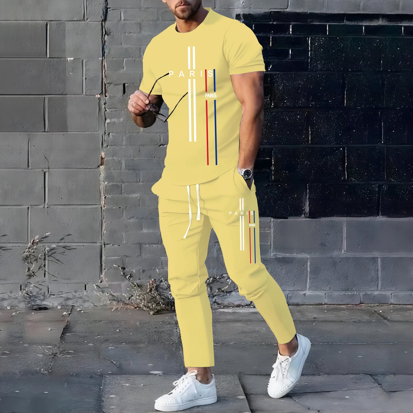 Men's Paris Style T-shirt & Pants Set