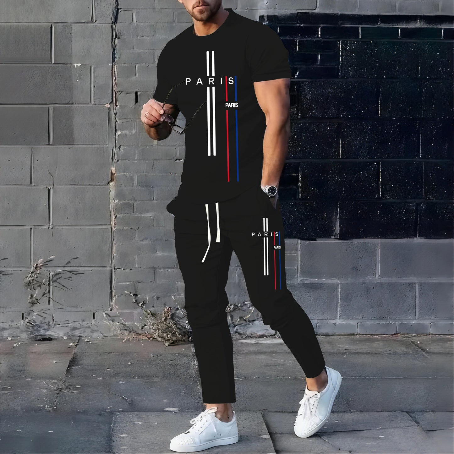 Men's Paris Style T-shirt & Pants Set