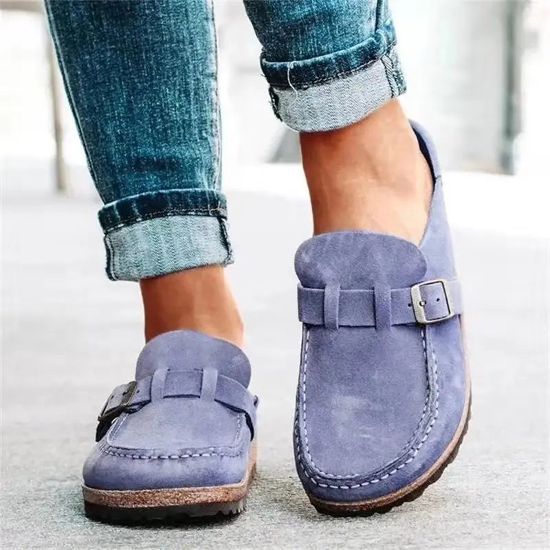 Retro Suede Cork Mule Style Shoes