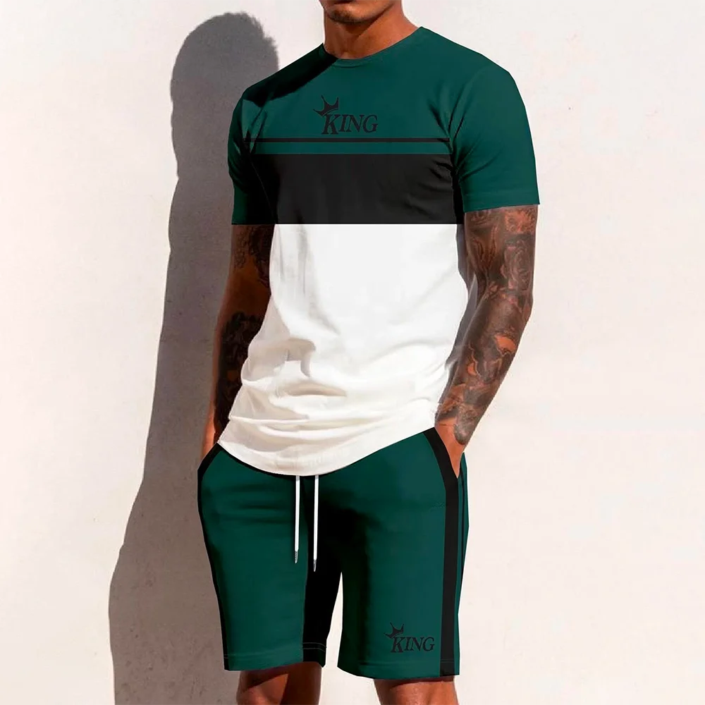 Men’s King Striped Top & Shorts Set