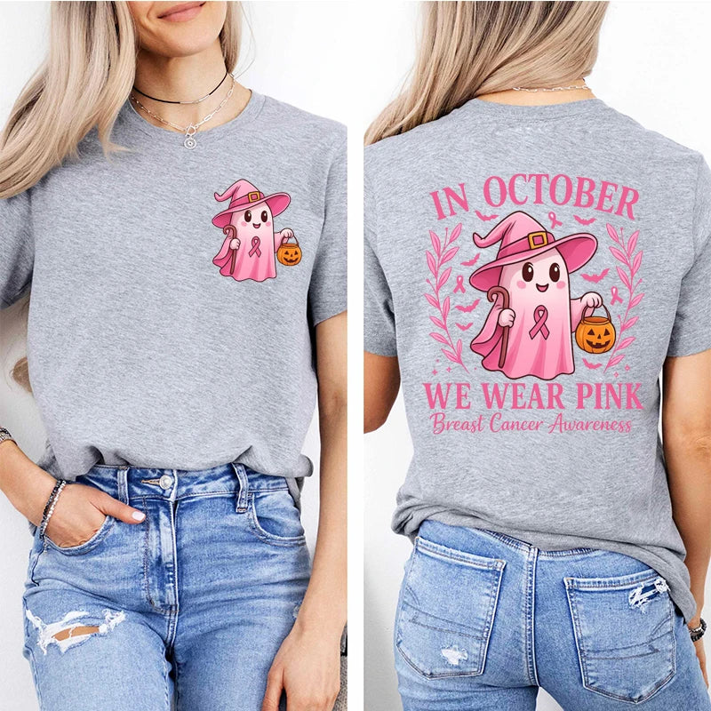 In October We Wear Pink Graphic Print T-Shirt