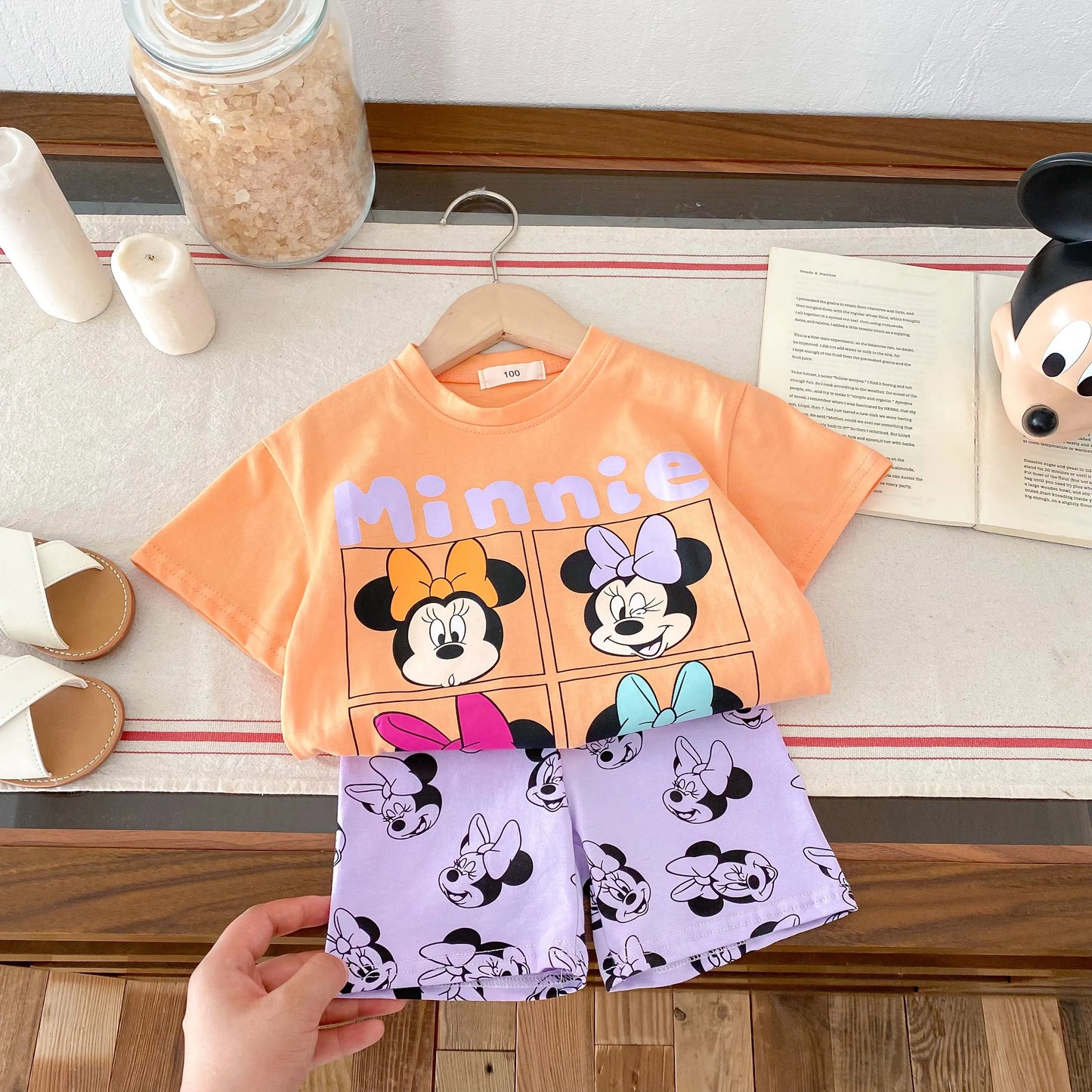 Girls Minnie Printed T-shirt & Short Set
