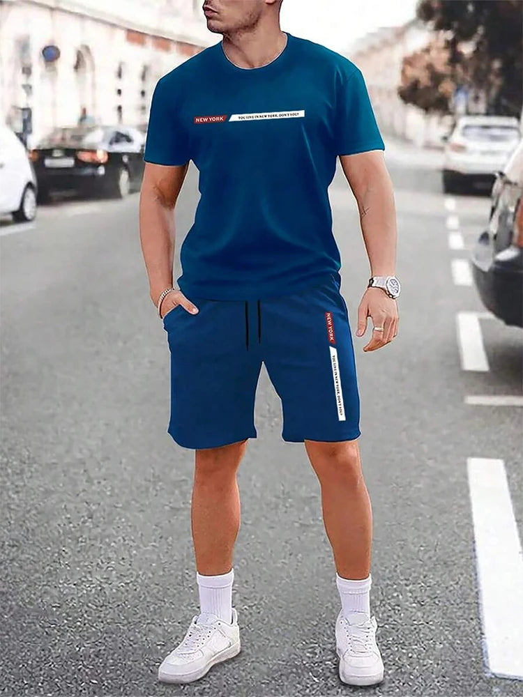 Men’s Casual New York Top & Shorts Set