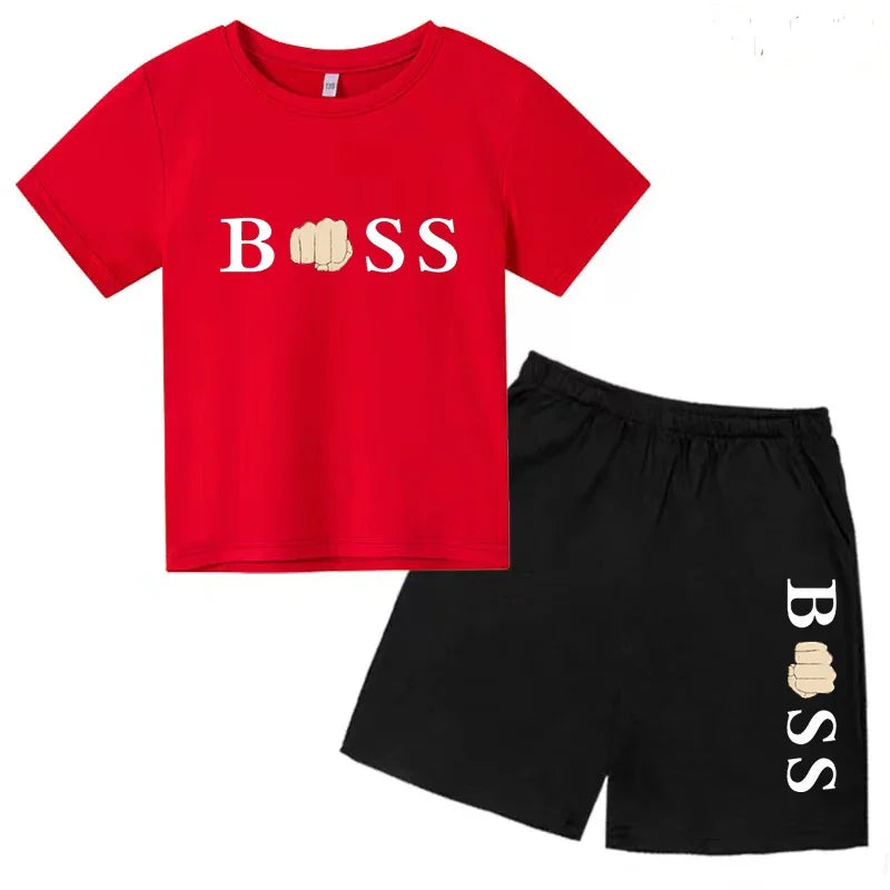 Kids Boss Inspired T-Shirt & Shorts Set