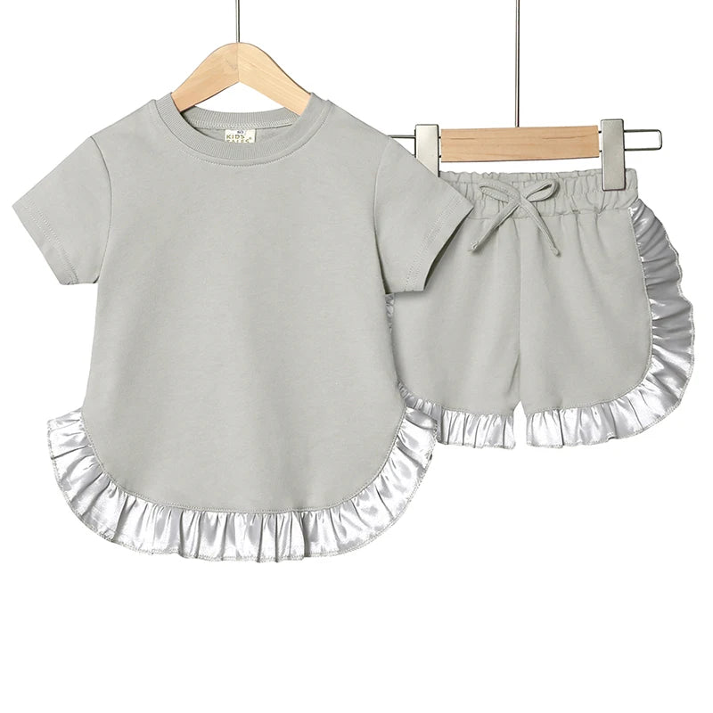 Girls Summer frilled T-shirt & Shorts Set