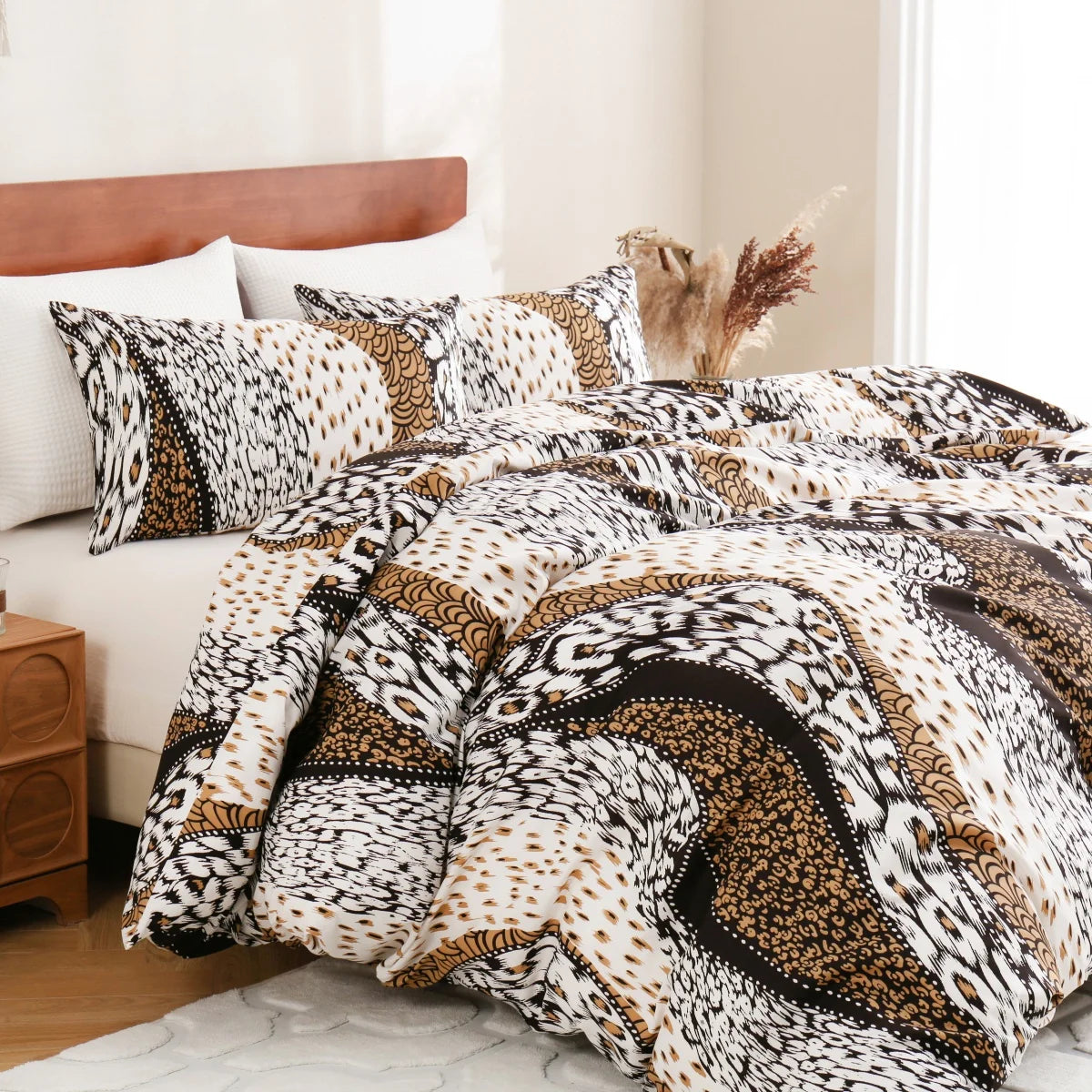 Leopard Print Duvet Reversible Bedding Set