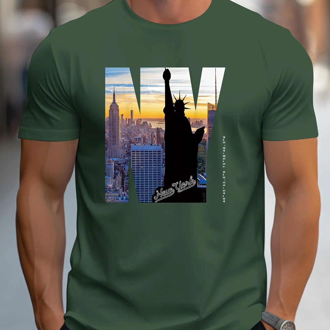 Men's Loose Fit NY Graphic Print T-shirt