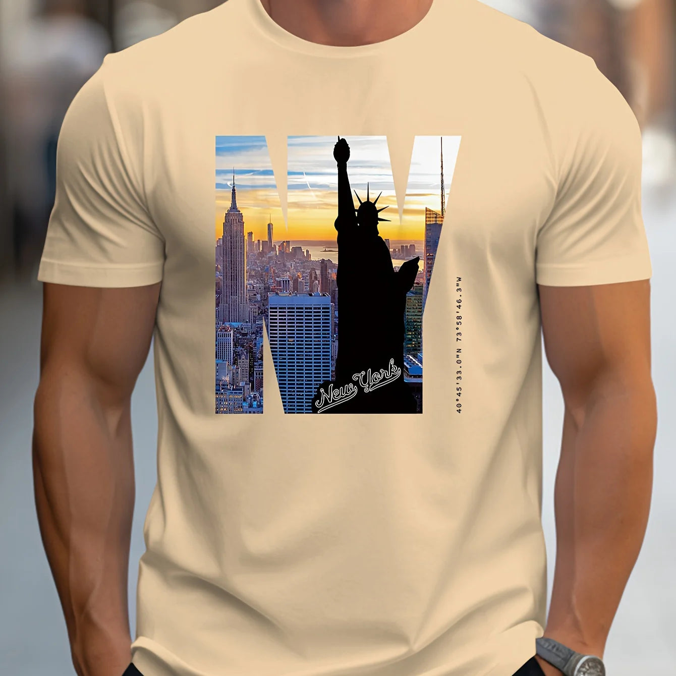 Men's Loose Fit NY Graphic Print T-shirt