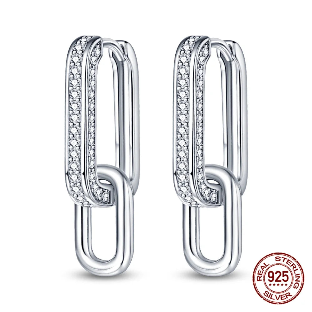 Silver Simple Link Style Earrings