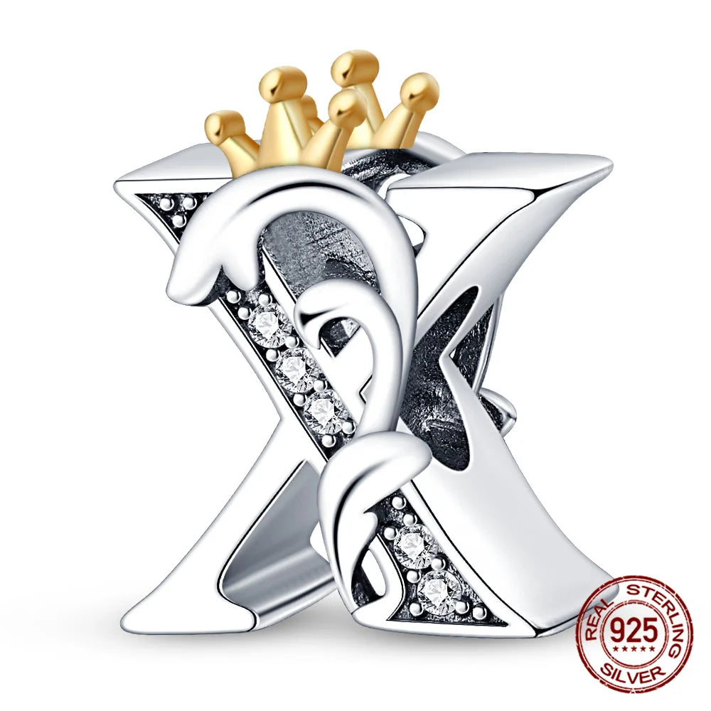 Silver Classic Crown A-Z Letter Charms