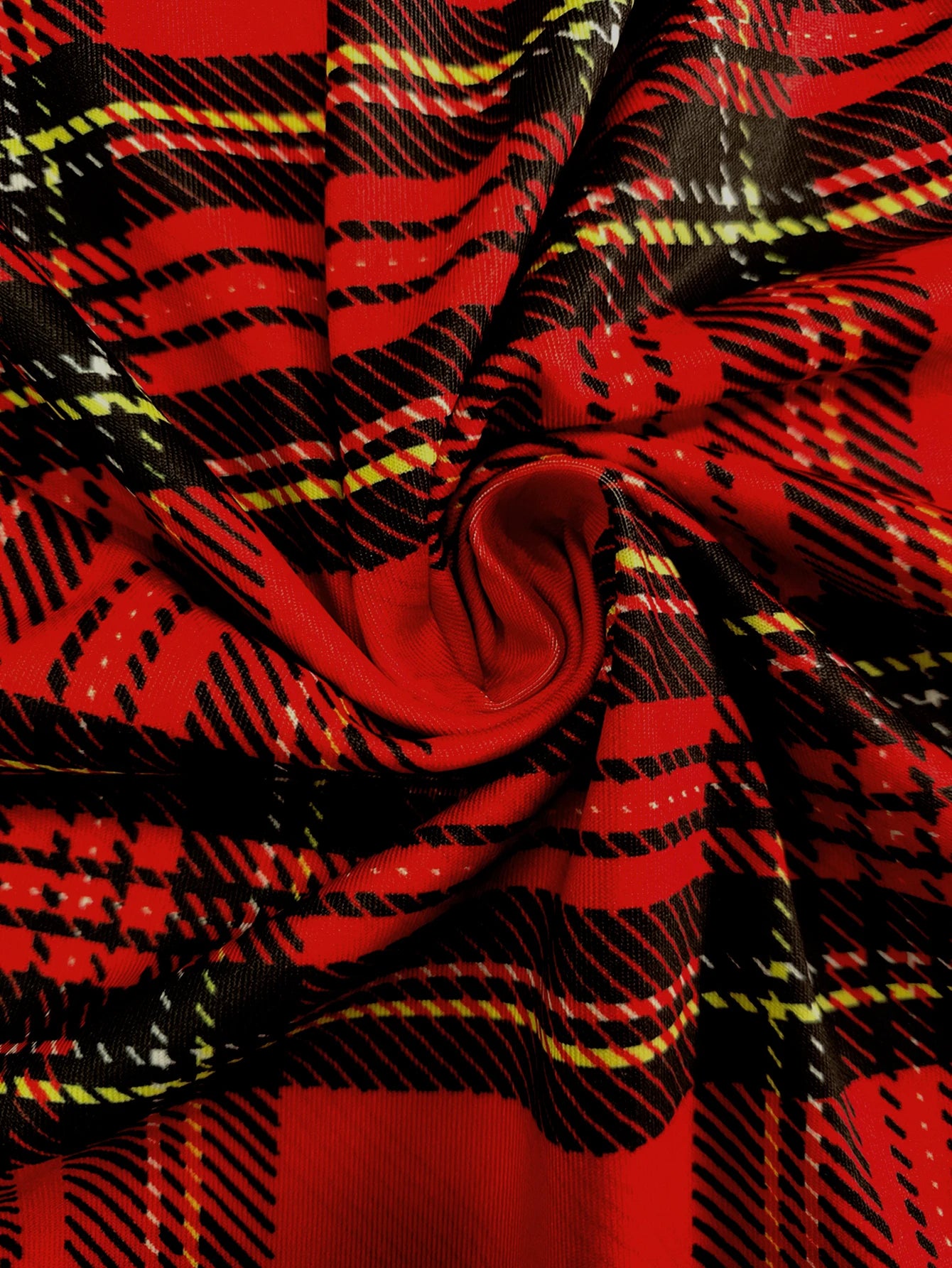 Red Plaid Long Sleeve Dress