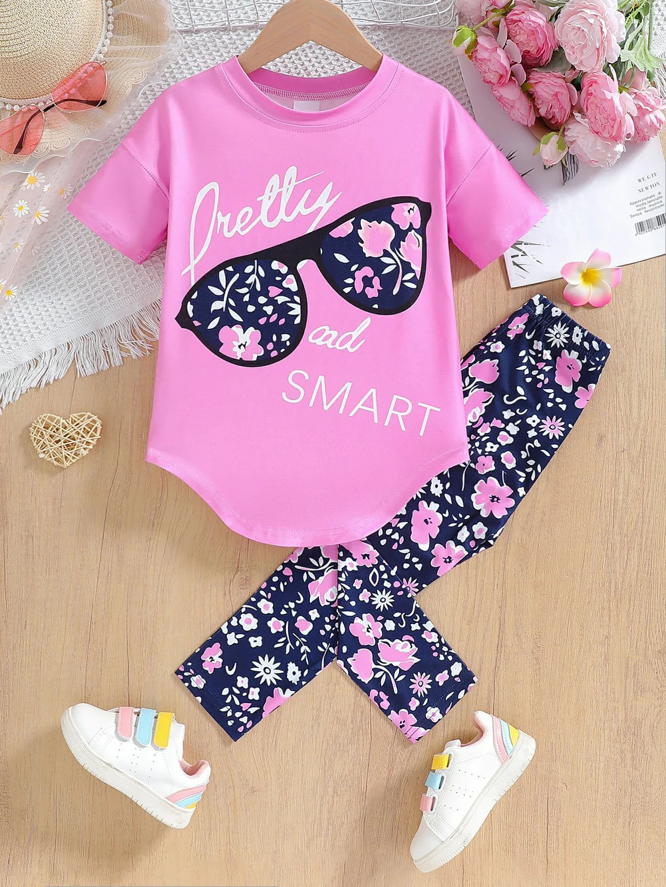 Girls Clothing Short Sleeve Top & Leggings 2Pcs Set