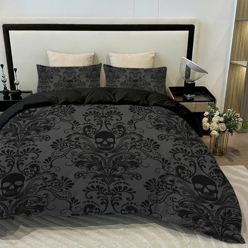 Skull Flower Duvet Cover Set