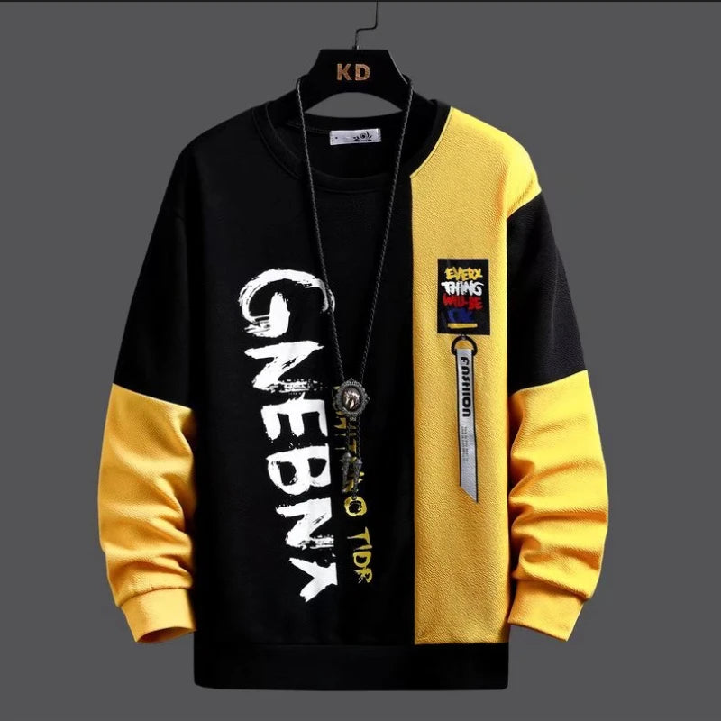 Men's Casual Two Colour Sweater And Joggers Set
