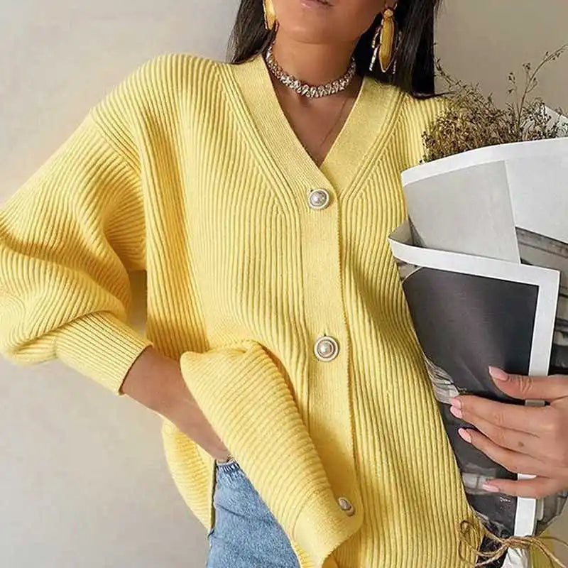 Oversized Pearl Button Cardigan
