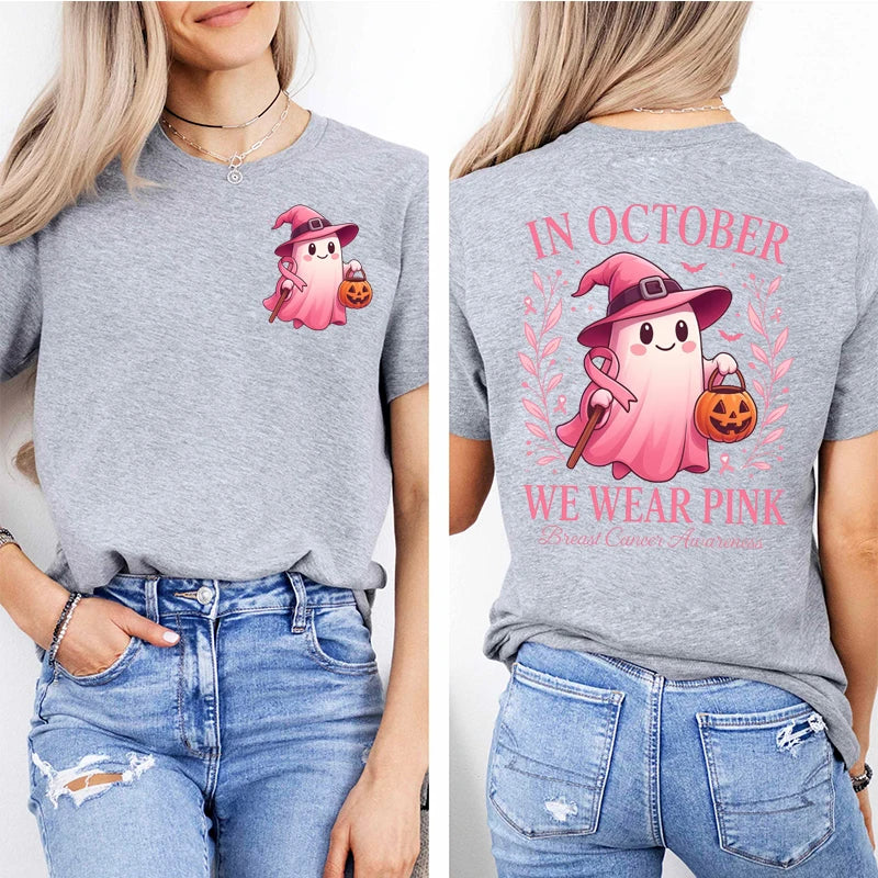 In October We Wear Pink Graphic Print T-Shirt