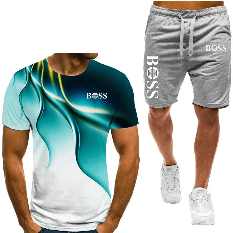 Men's Boss Inspired T-shirt and shorts set
