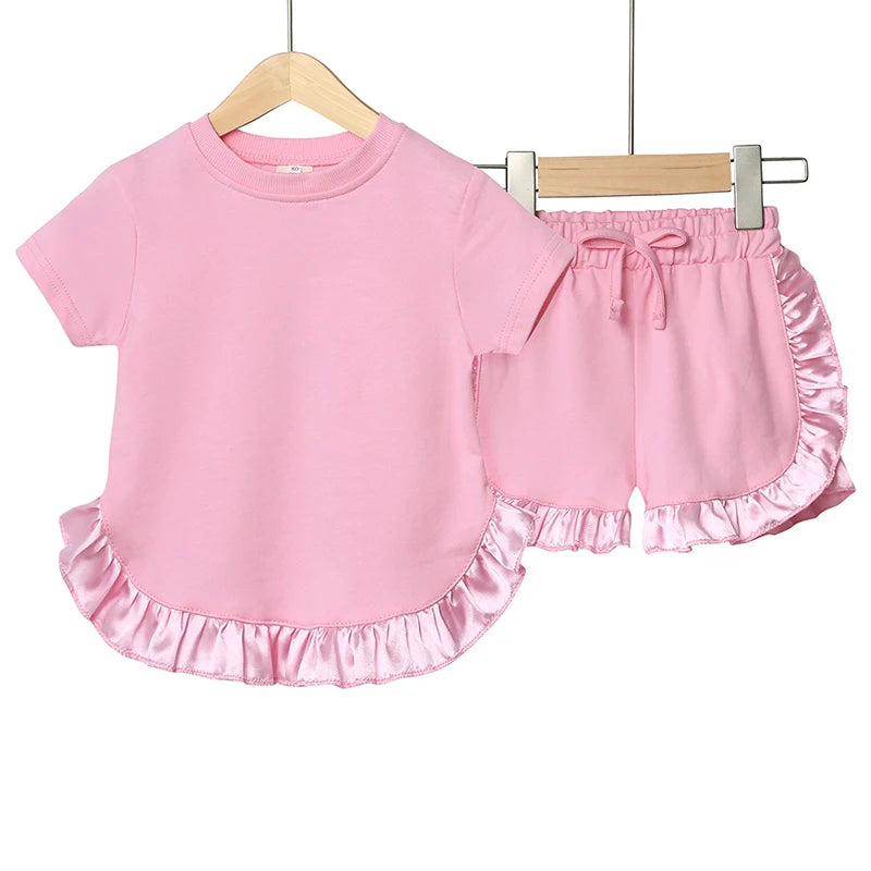 Girls Summer frilled T-shirt & Shorts Set