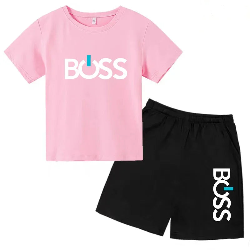 Kids Boss Inspired T-Shirt & Shorts Set