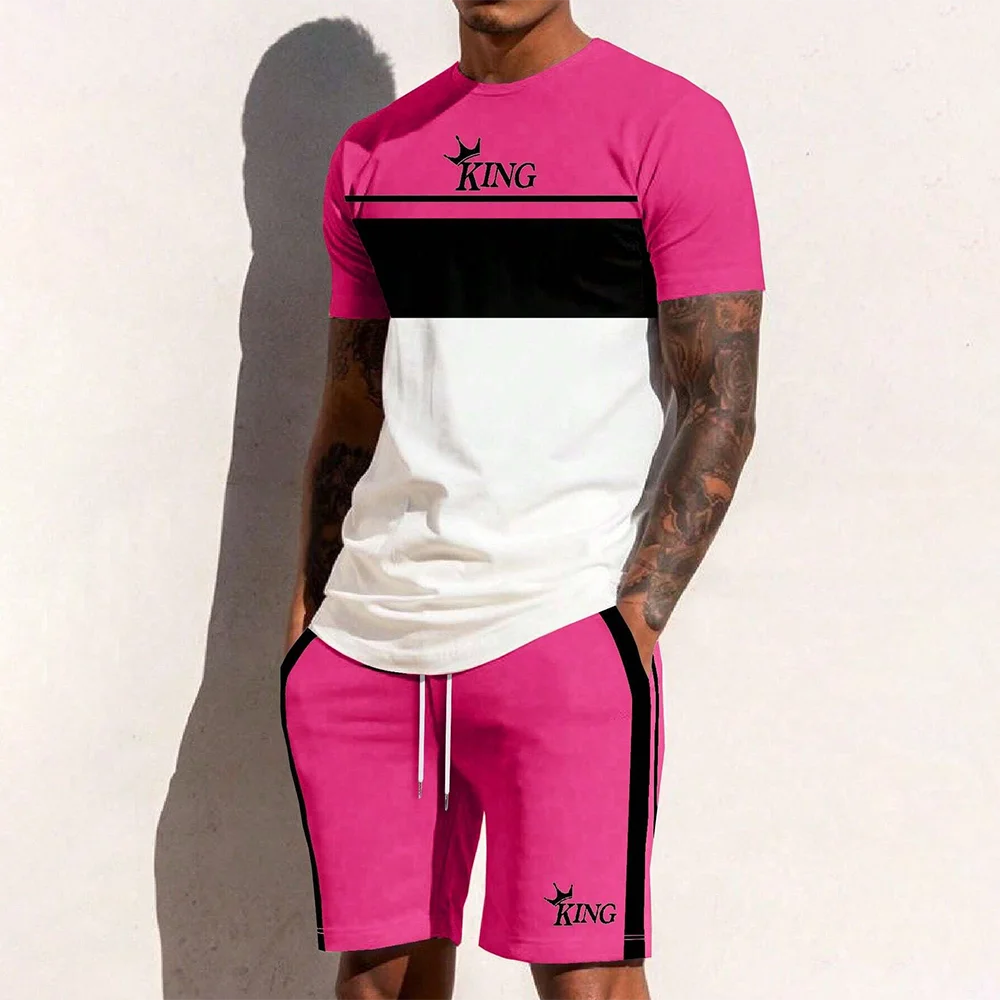 Men’s King Striped Top & Shorts Set