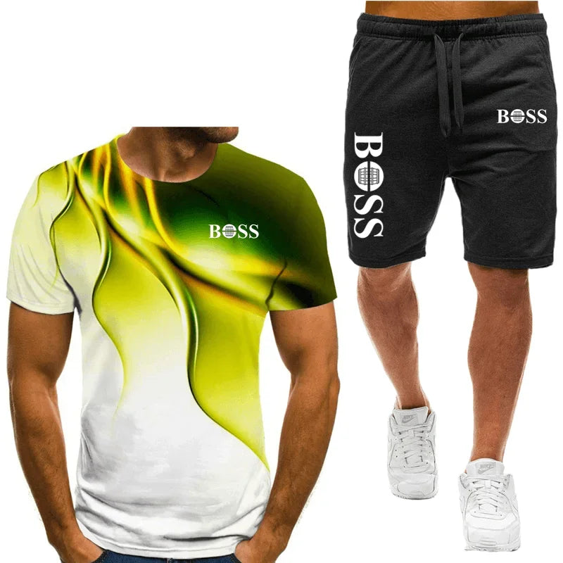 Men's Boss Inspired T-shirt and shorts set