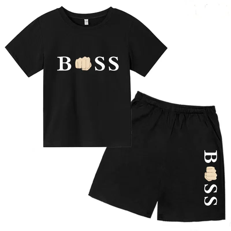 Kids Boss Inspired T-Shirt & Shorts Set