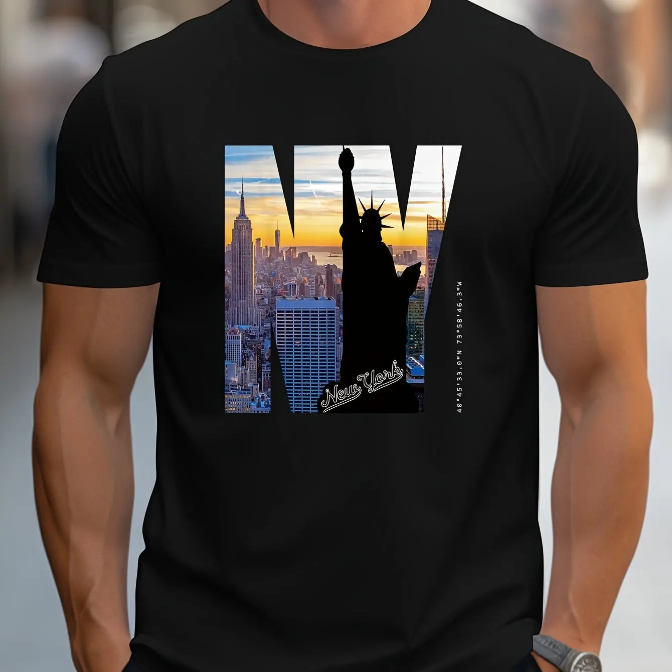 Men's Loose Fit NY Graphic Print T-shirt